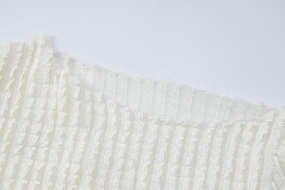 Textured off shoulder irregular long sleeve ruched slit mini skirt set-final-sale