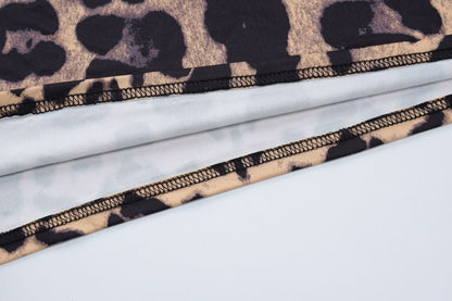 Leopard print halter o ring backless maxi dress