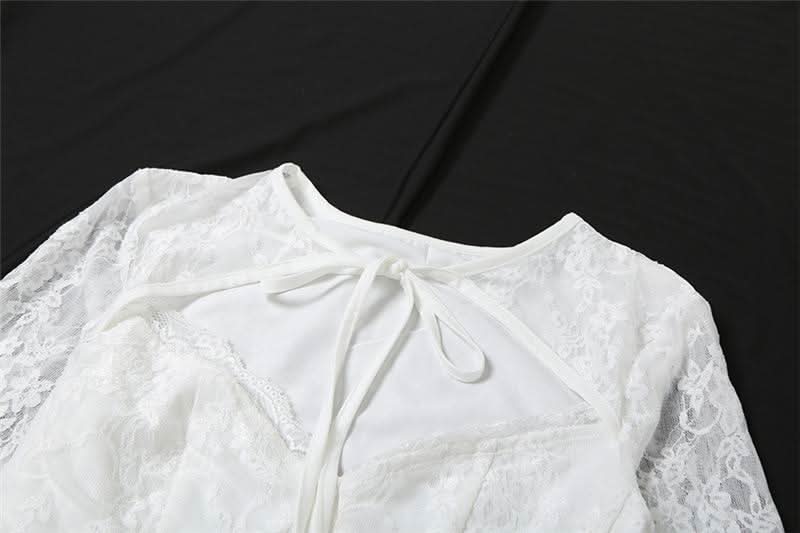Long flared sleeve corset lace self tie top