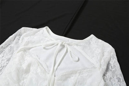 Long flared sleeve corset lace self tie top