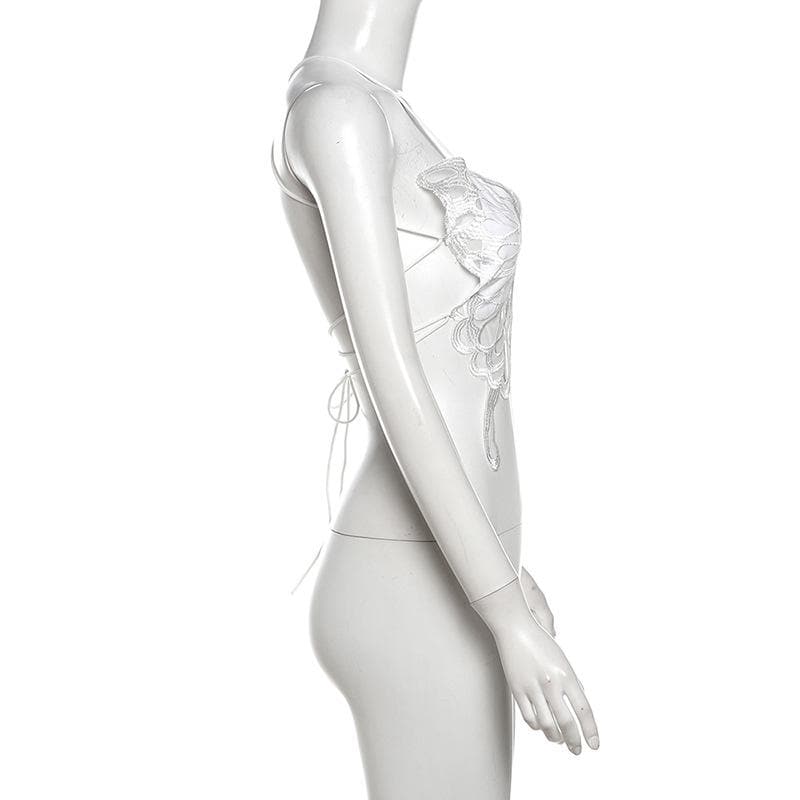 Butterfly embroidery cross back cami top