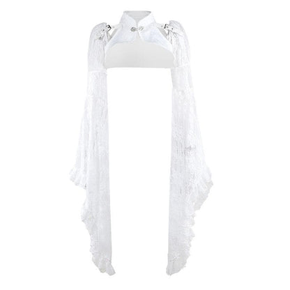 Long flared sleeve lace buckle shrug top