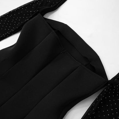 Square neck shrug pleated mini dress