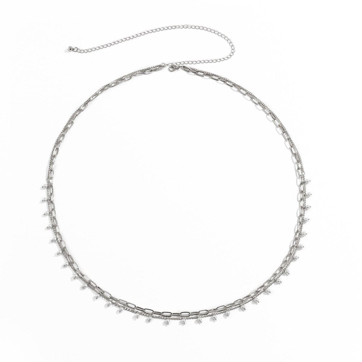 Faux pearl chain layered waist chain