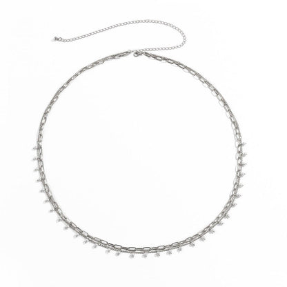 Faux pearl chain layered waist chain