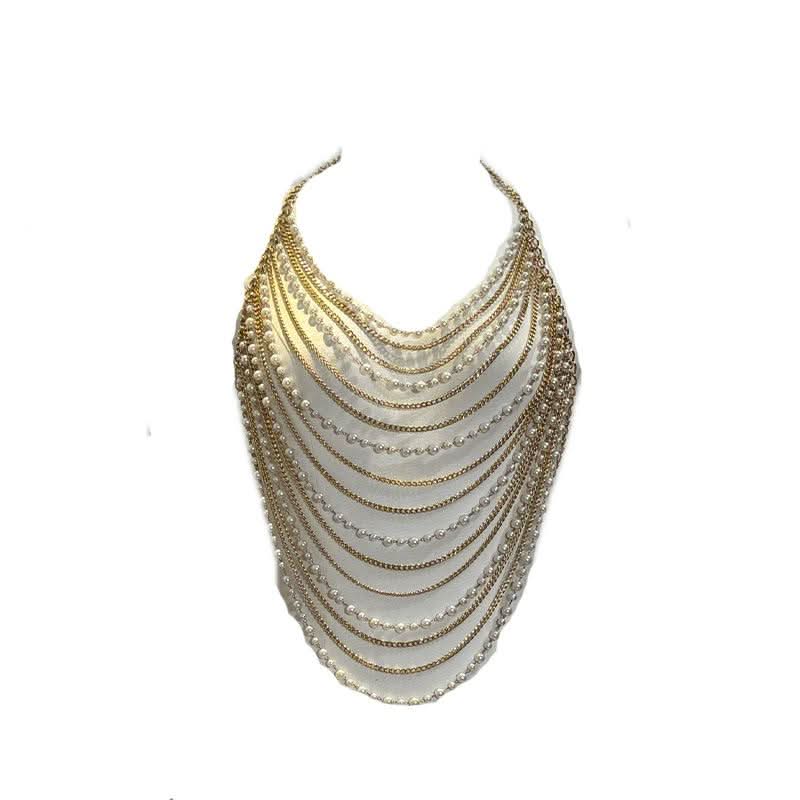 Halter metal chain beaded hollow out cut out top