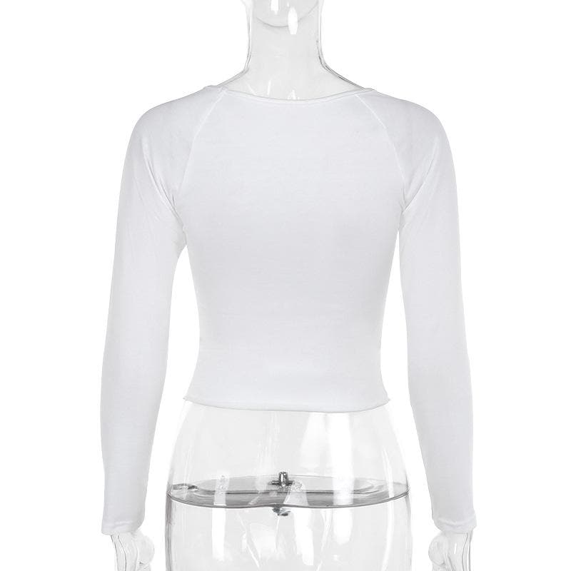 Long sleeve “WET” print u neck top