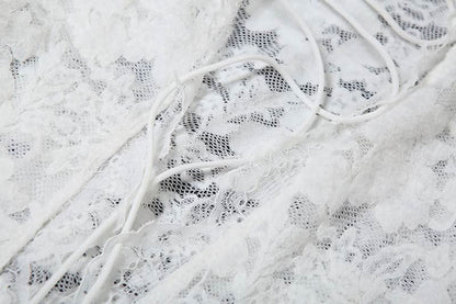 Long sleeve lace cross front slit maxi dress