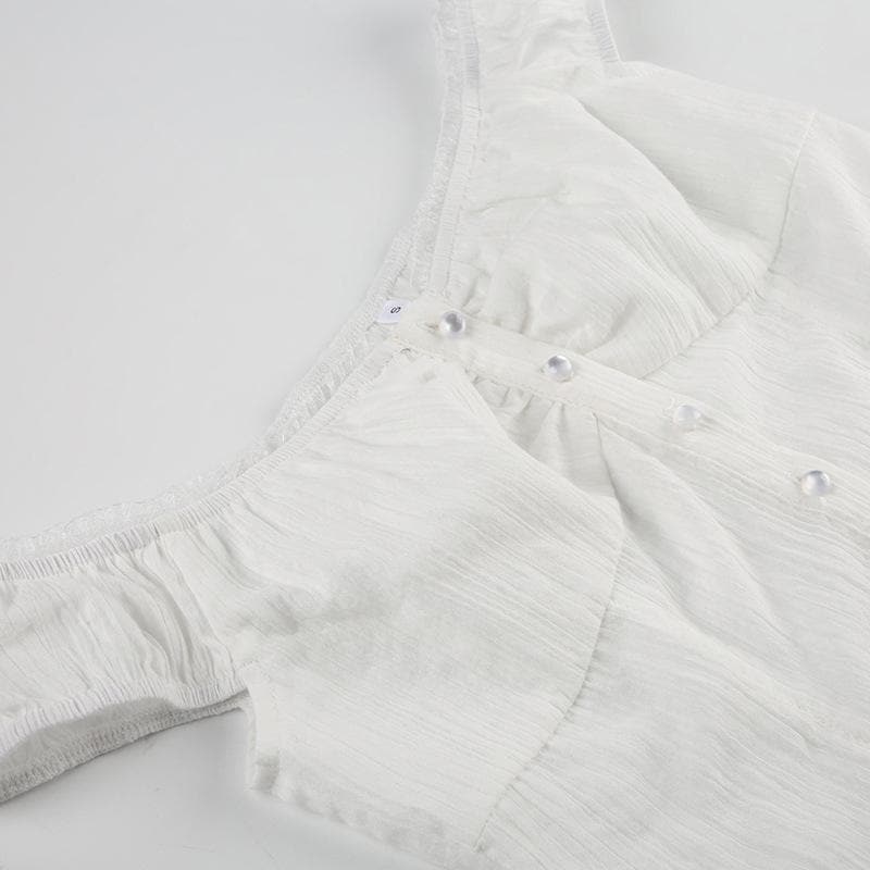 Off shoulder ruched button ruffle top