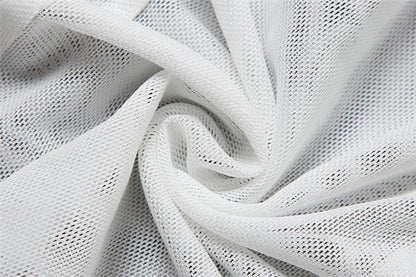 Mesh see through o ring hollow out backless tube cut out maxi dress