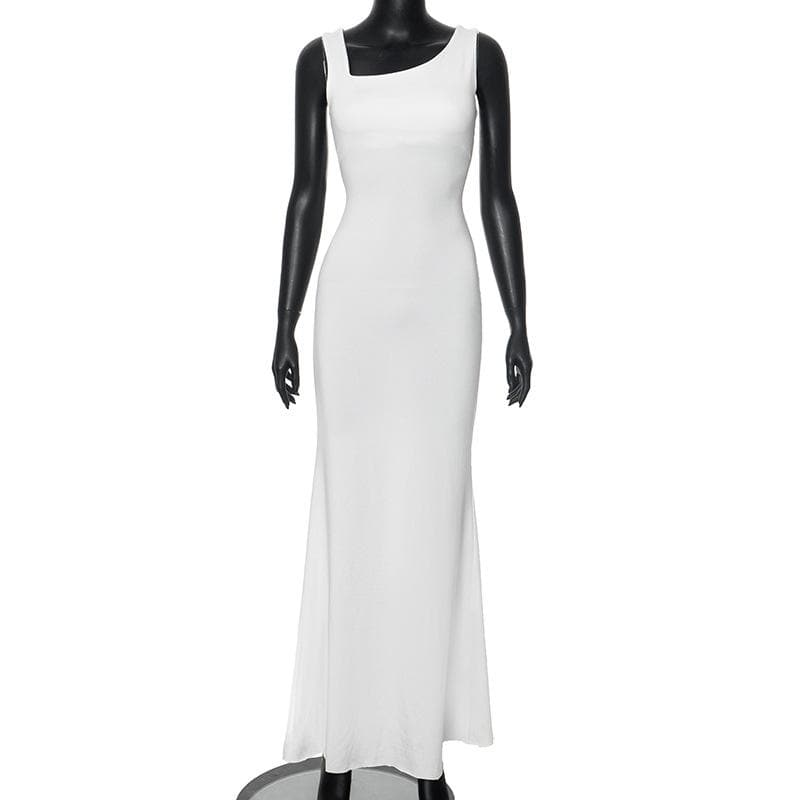 Sleeveless solid irregular maxi dress