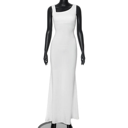 Sleeveless solid irregular maxi dress