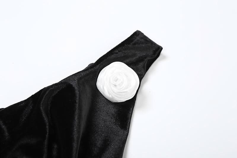 Cowl neck velvet backless slit bowknot applique maxi dress