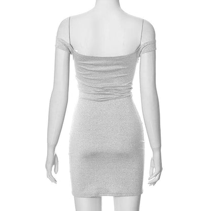 Off shoulder solid backless mini dress
