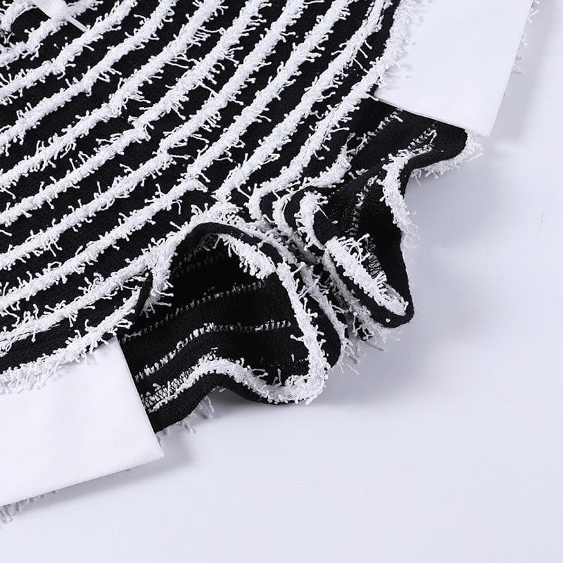 Textured self tie contrast patchwork slit pant