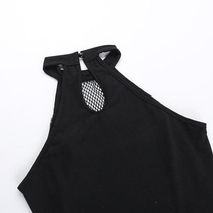 Fishnet gloves patchwork hollow out cut out top