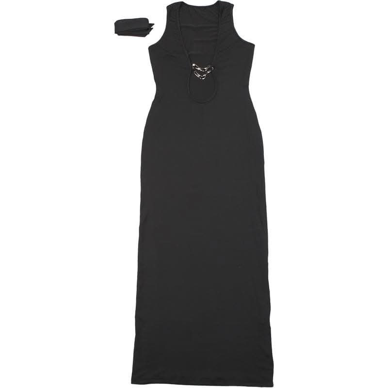 Hollow out metal applique cut out maxi dress-final-sale