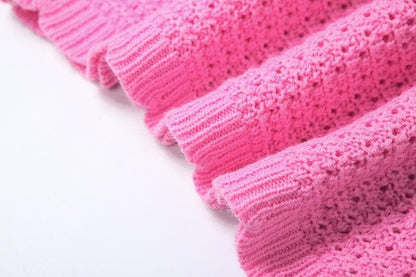 V neck knitted hollow out lace up cut out maxi dress