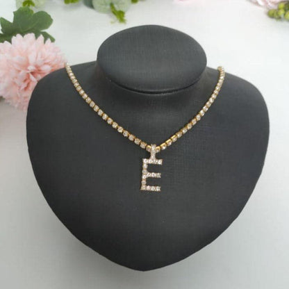 Initials pendant rhinestone chocker
