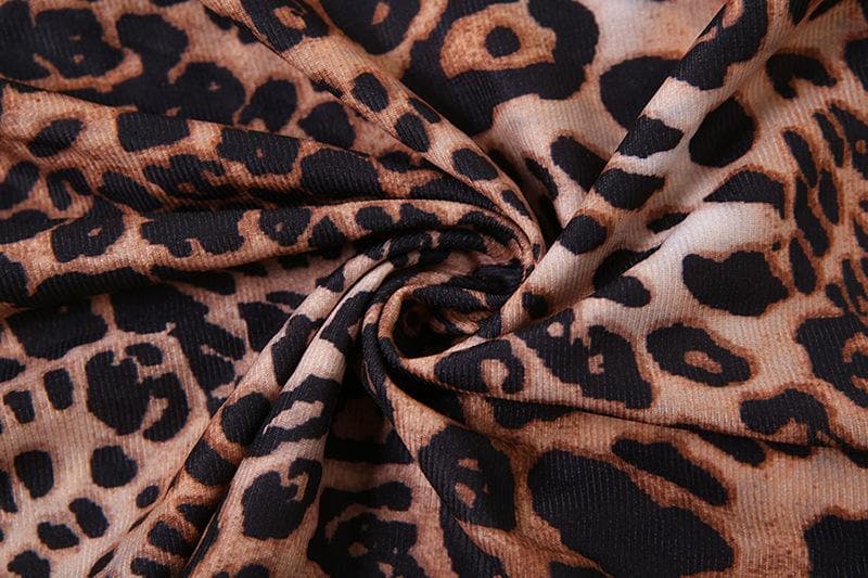 Halter cowl neck leopard print backless top