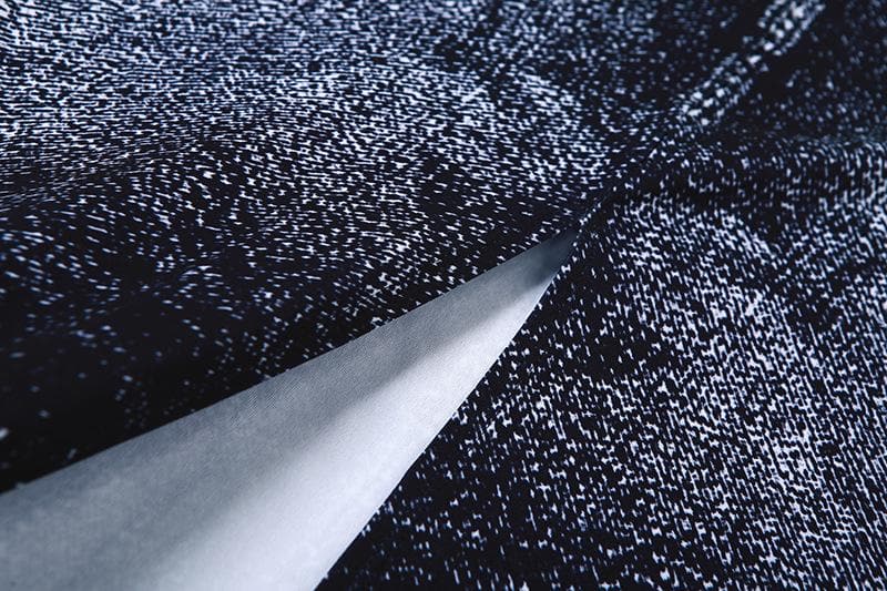 Contrast denim print slit backless tube maxi skirt set-final-sale