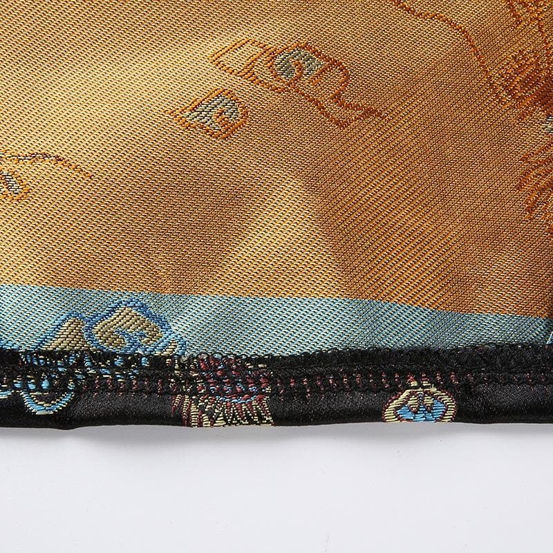 Halter hollow out dragon embroidery crop cut out top