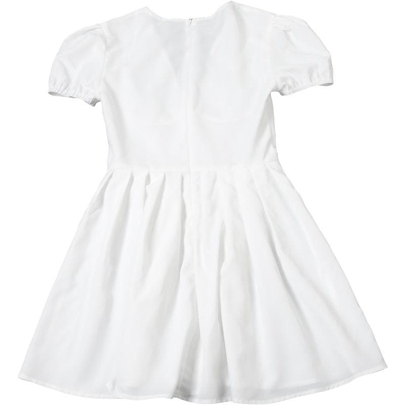 Puff sleeve v neck bowknot zip-up mini dress
