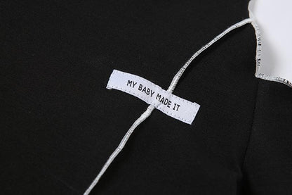 Long sleeve off shoulder patchwork ribbed top