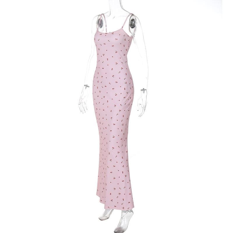 U neck flower print cami maxi dress