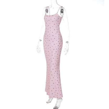 U neck flower print cami maxi dress