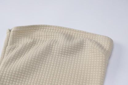Strapless Waffle Knit Grid Texture Bodycon Tube Mini Dress