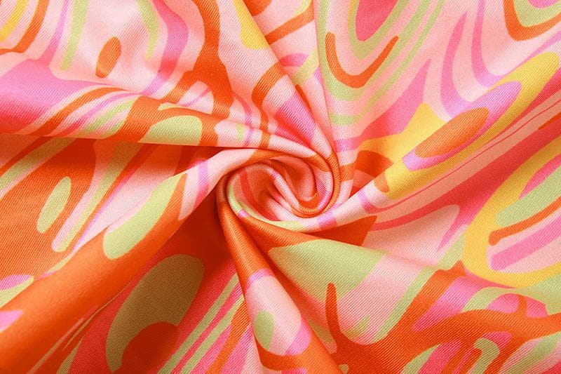 Sweetheart Neck Swirl Print Spaghetti Strap Cami Mini Dress