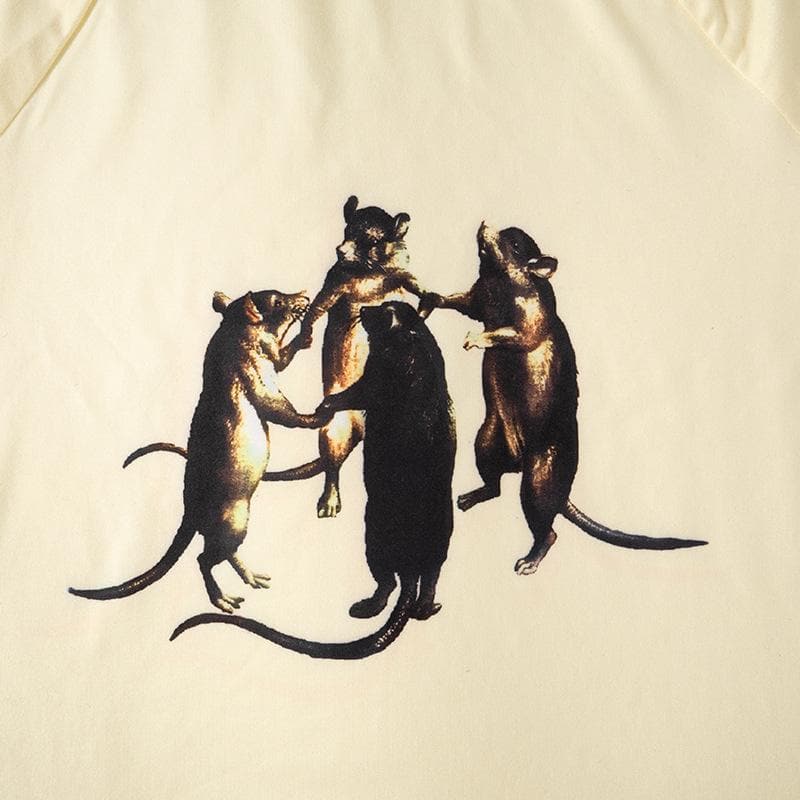 Short sleeve crew neck mice print top