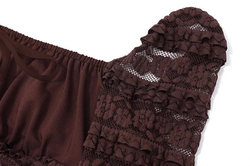 Square Neck Bow Tiered Floral Lace Bell Sleeve Ribbon Tie Bodycon Mini Dress