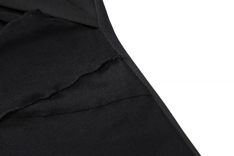 Strappy Halter Mesh Panel Cutout Long Sleeve Bodycon Mini Dress