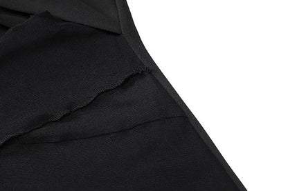 Strappy Halter Mesh Panel Cutout Long Sleeve Bodycon Mini Dress