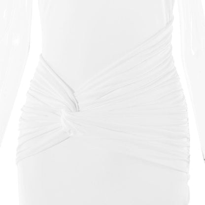 Halter backless knotted ruched maxi dress