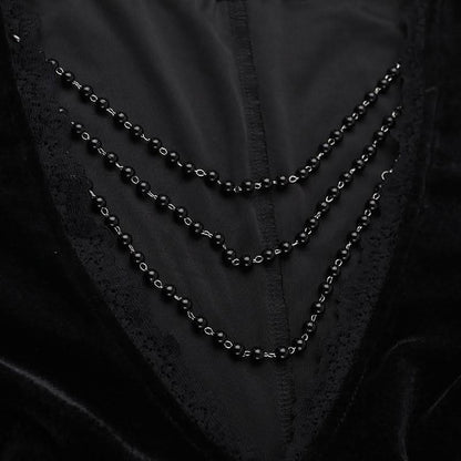 Long flared sleeve lace velvet beaded maxi dress