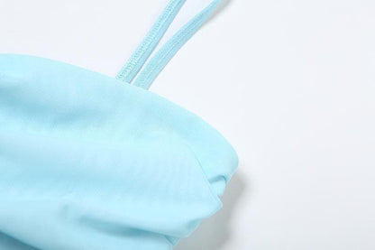 Flower applique ruffle ruched sheer mesh cami maxi skirt set