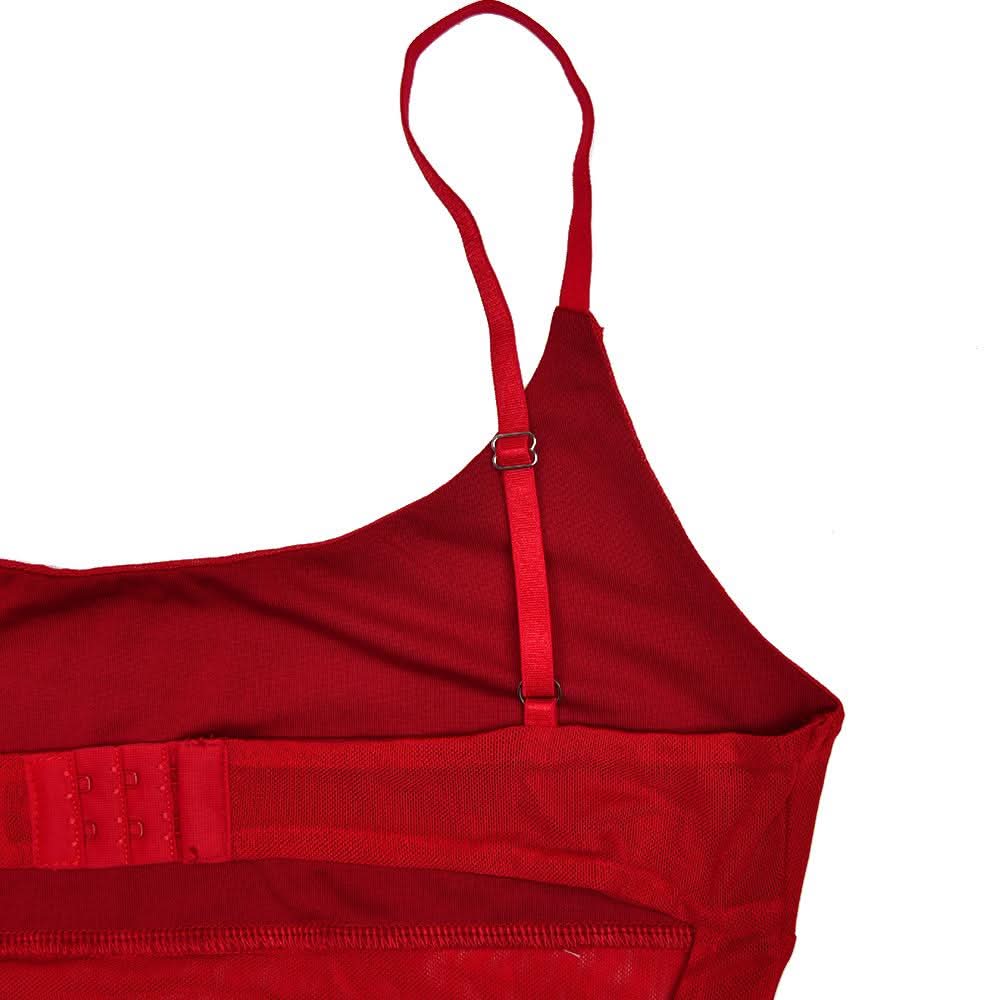 Beaded pattern u neck backless cami mini dress