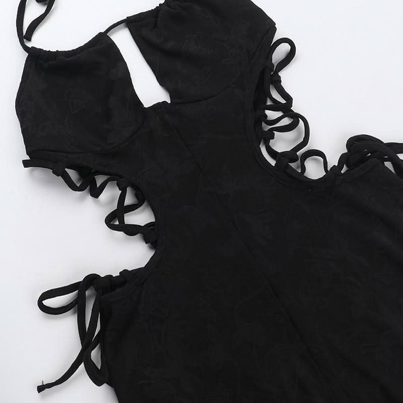 Halter hollow out self tie jumpsuit