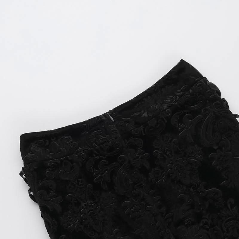 Lace hem lace up zip-up maxi skirt