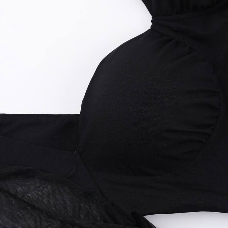 Sweetheart neck long sleeve mesh mini dress