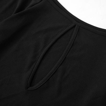 Off shoulder long sleeve hollow out slit cut out maxi dress