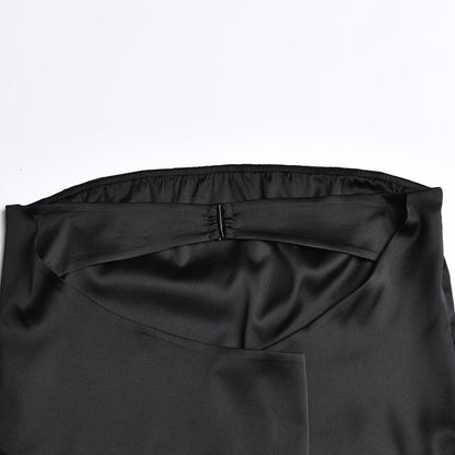 Satin hollow out backless A line solid tube cut out mini dress