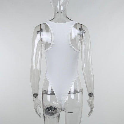 Ribbed sleeveless u neck solid bodysuit
