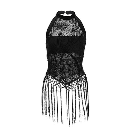 Halter tassels abstract pattern top