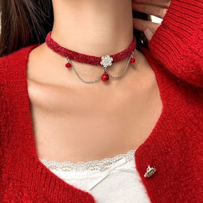 Layered flower decor layered choker necklace