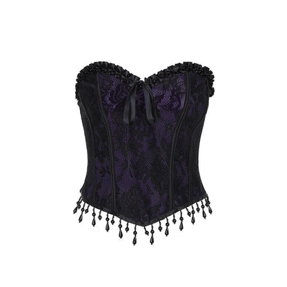 Sweetheart neck bustier tassels ruffle tube top
