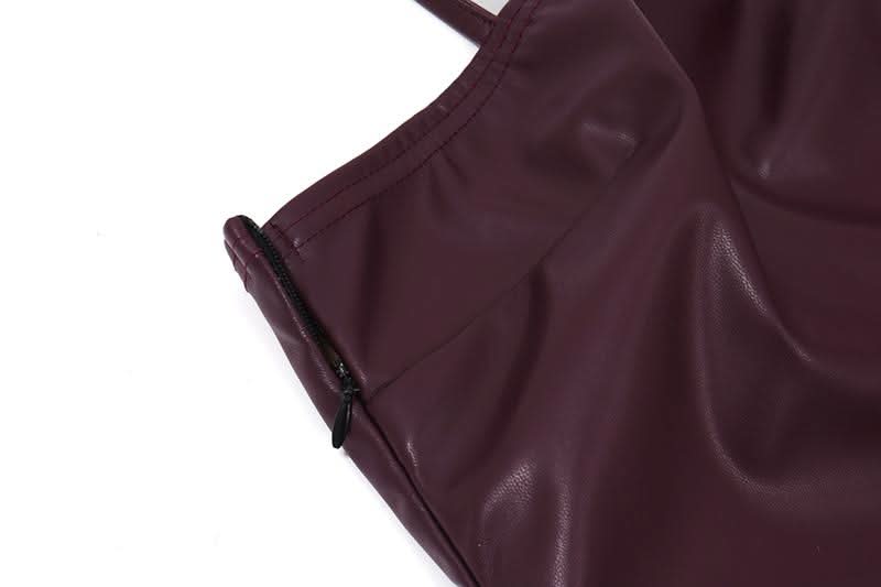 Halter PU leather mini dress